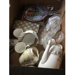 A mixed box of pottery and glass including Shelley Catalogue only, live bidding available via our