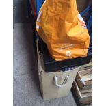 A quantity of knitting items - storage box, briefcase and yellow bag Catalogue only, live bidding