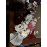 Two Royal Worcester, One Royal Doulton, One Coalport, One Leonardo - lady figurines, wizard