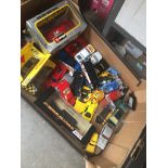 A box of mixed die cast model vehicles inc Corgi, Matchbox, Burago Catalogue only, live bidding