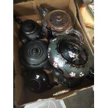 A box of antique Victorian teapots including Jackfield etc Catalogue only, live bidding available