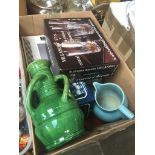 A mixed box containing drinking glasses, pottery etc Catalogue only, live bidding available via