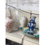 Glass vase,studio pottery vase, a bowl, etc. Catalogue only, live bidding available via our website.