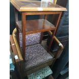 An inlaid occasional table, a directors chair and a stool Catalogue only, live bidding available via