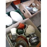 Two boxes of mixed items in jug and bowl wash set Catalogue only, live bidding available via our