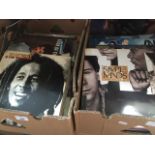 2 boxes of LPs to include Bob Marley, Simple Minds, Meatloaf and signed Obietrice Catalogue only,