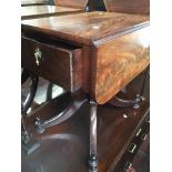 A 19th century drop leaf occasional table with single drawer Catalogue only, live bidding