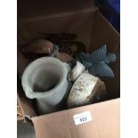 A box of vases and pottery ornaments Catalogue only, live bidding available via our website.