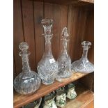 4 cut glass decanters + additional tops. Catalogue only, live bidding available via our website.