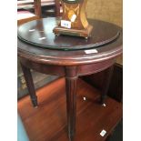 Circular side table depicting terriers Catalogue only, live bidding available via our website.