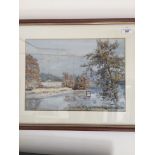 F. Adams, river landscape watercolour, signed and dated 1924 lower left, 27cm x 37cm, framed and