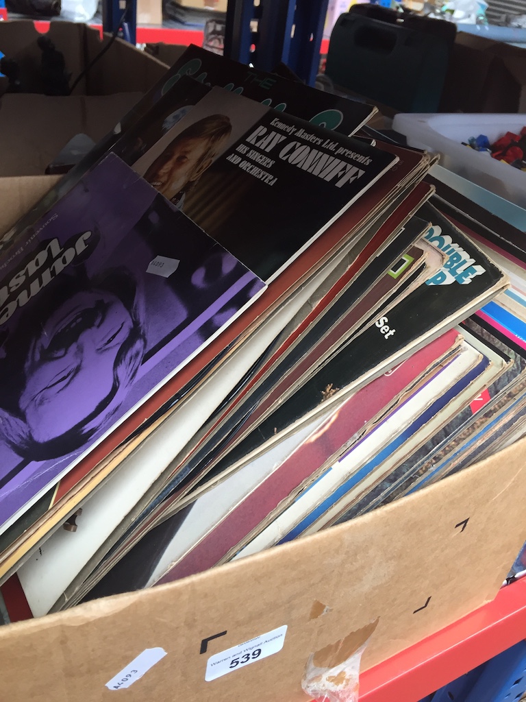 A box of LP records Catalogue only, live bidding available via our website. Please note if you