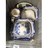 A box of crockery in Willow style Catalogue only, live bidding available via our website. Please