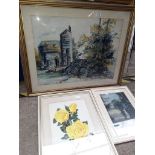 Five pictures including watercolours and a tall mirror Catalogue only, live bidding available via