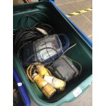 A box of cables, lamps etc Catalogue only, live bidding available via our website. Please note if