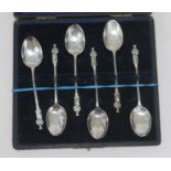 A boxed set of six hallmarked silver apostle spoons.