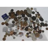 A mixed lot of GB and world coins including a Victoria 1893 crown etc.