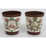 Two 1902 Earl of Derby Preston Guild stoneware tumblers.