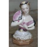 A Goldscheider pottery figure depicting lady with fan, height 16cm.