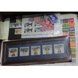 A box of GB and World unsorted stamps including framed set.