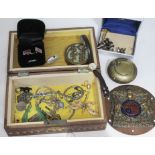 A mixed lot including a military brass plaque, a hallmarked 9ct gold Rotary wristwatch, various