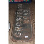 A large cast metal road sign - 'Grosvenor Road', 92cm x 31cm.