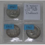 Three United States dollars, 1963, 1964 & 1967.