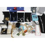 A quantity of costume jewellery including Swarovski etc.