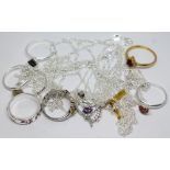 A mixed lot of costume jewellery, mainly marked '925'.