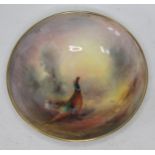 A Royal Worcester dish decorated with a cock and hen pheasant, signed Jas Stinton, numbered 2769,
