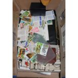 A box of postcards and trade cards etc