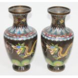 A pair of eastern Cloisonne vases, height 31cm.