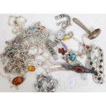 A mixed lot of costume jewellery including items marked '925' etc.
