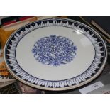 A large TC Brown Westhead Moore & Co blue and white tazza, diam. 45cm.