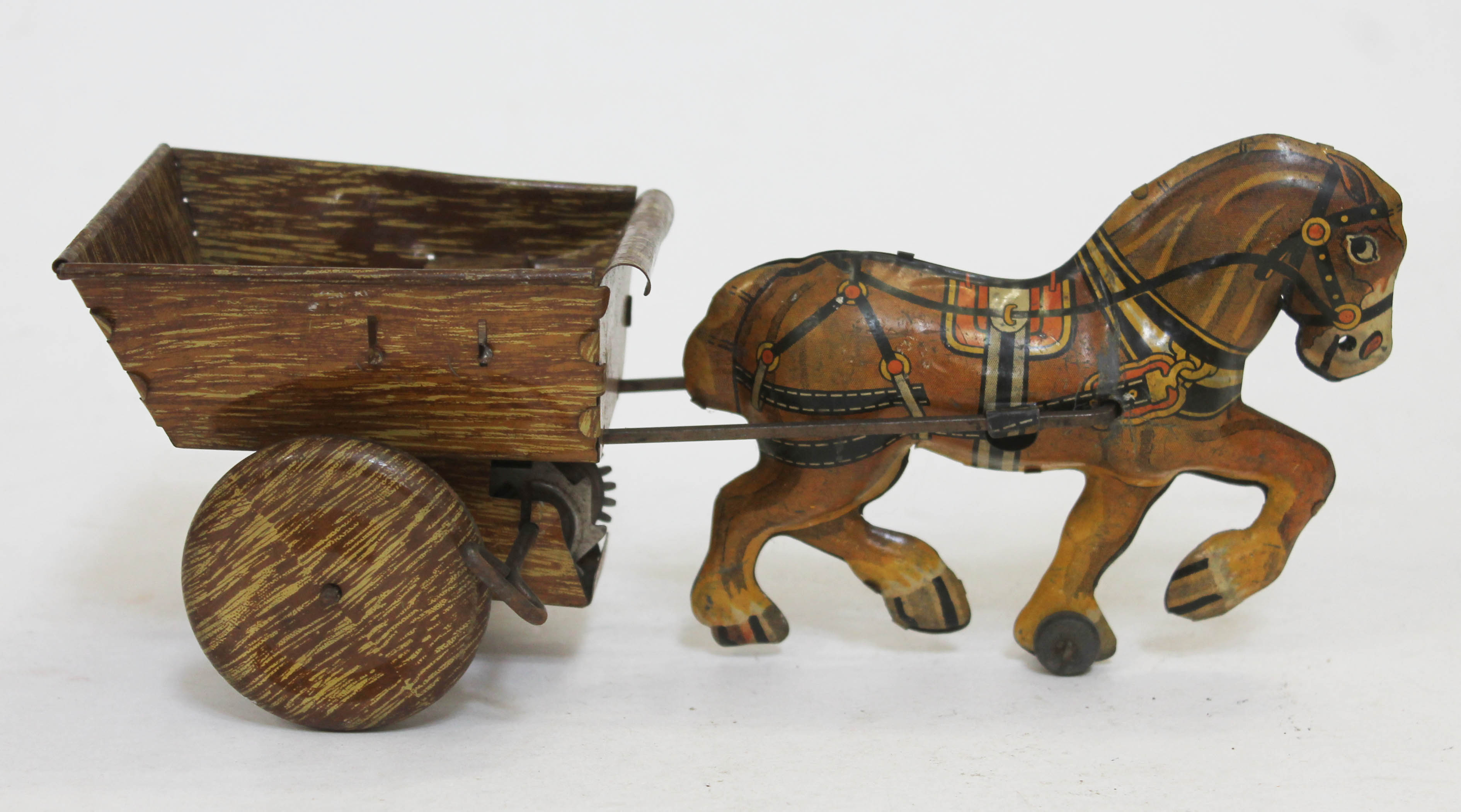 A vintage Mar Toys tin plate horse and cart. - Image 2 of 2