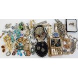 A quantity of antique and later costume jewellery, including a pair of Victorian aesthetic earrings,