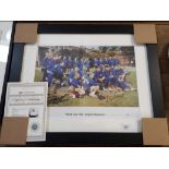 A framed picture of England hopefuls - 1966 World Cup, signed by Geoff Hurst and Martin Peters, with
