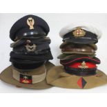 A group of military/forces caps.