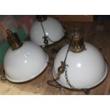 Three vintage industrial style ceiling light fittings