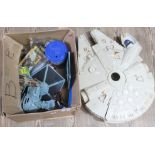 A box of Star Wars toys inc Millenium Falcon