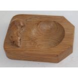 A Roberth "Mouseman" Thompson English oak ashtray, length 10.5cm.