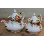 Two Royal Albert Old Country Roses teapots.