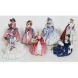 A group of seven Royal Doulton figures.