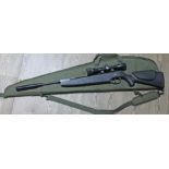 A Norica Dragon Carbine .22 air rifle with Nikko Stirling 4x32 sight and soft case.