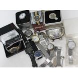 A mixed lot including various wristwatches, a Georgian hallmarked silver salt etc.