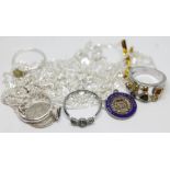 A mixed lot of costume jewellery, mainly marked '925'.