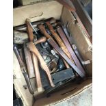 A box of old wood working tools Catalogue only, live bidding available via our website. If you