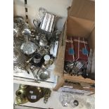 A box of plated flatware and a collection of EPNS Catalogue only, live bidding available via our