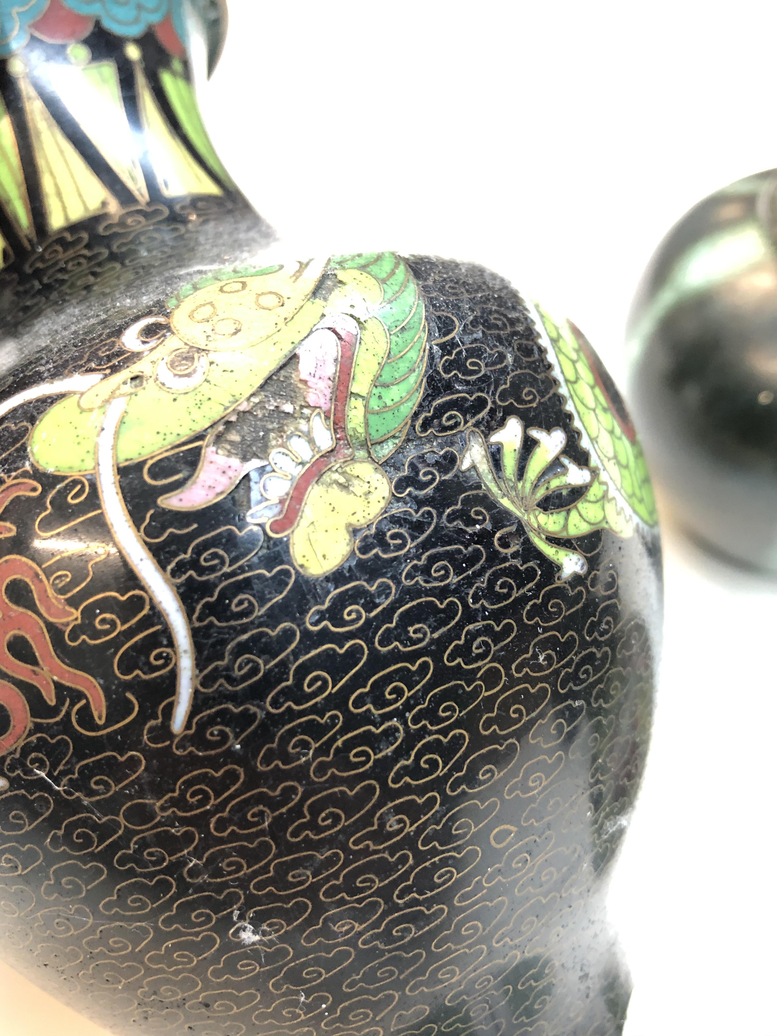 Four pieces of cloisonné and a small vase Catalogue only, live bidding available via our website. If - Image 7 of 11