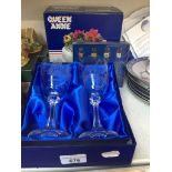 Boxed Queen Anne glasses and some spoons Catalogue only, live bidding available via our website.